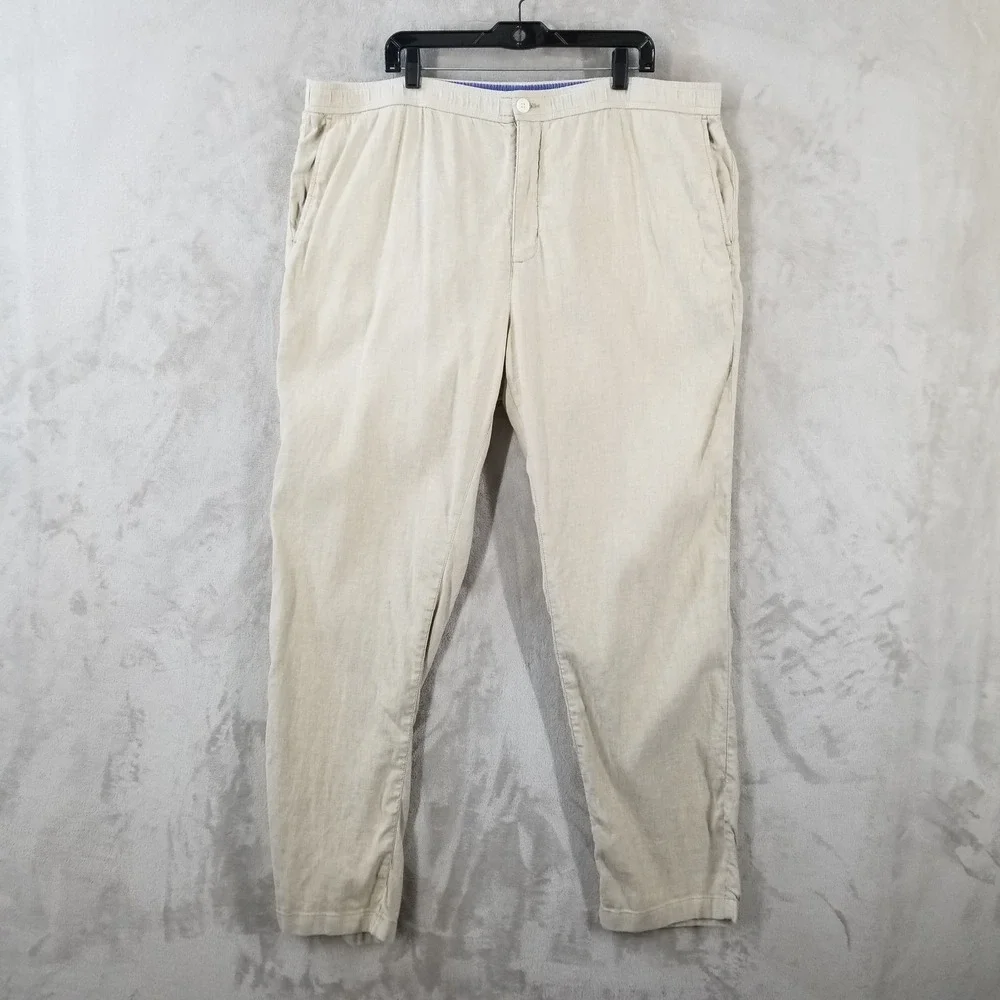 Tommy Bahama Pants Mens 2XLT Linen Cotton Beige Relaxed Beach Trousers Cruise
